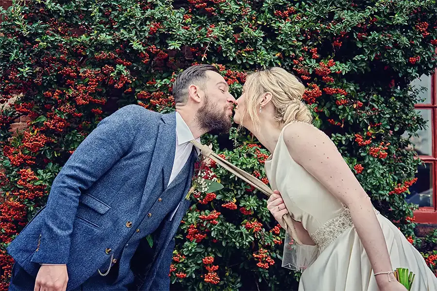 Bride and groom having fun after an elopement in Worcester Bride and groom having fun after an elopement in Worcester